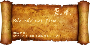 Rákóczi Alex névjegykártya